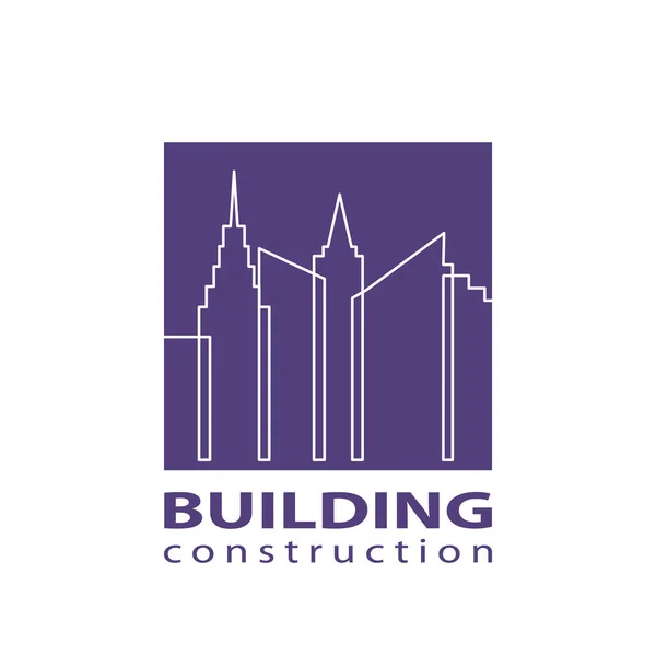 Construção Conceito Indústria Trabalho Silhuetas Arranha Céus Construção Logotipo Construção — Vetor de Stock
