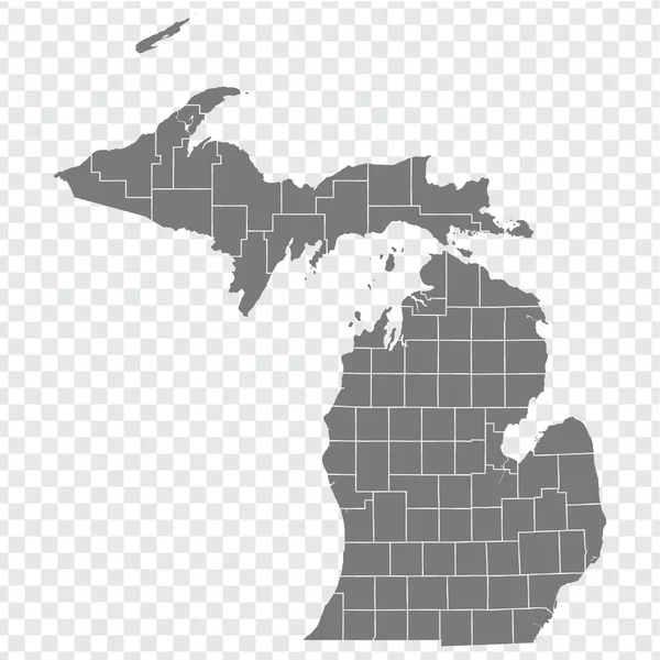 State Michigan Χάρτης Διαφανές Φόντο Κενό Χάρτη Του Michigan Περιοχές — Διανυσματικό Αρχείο