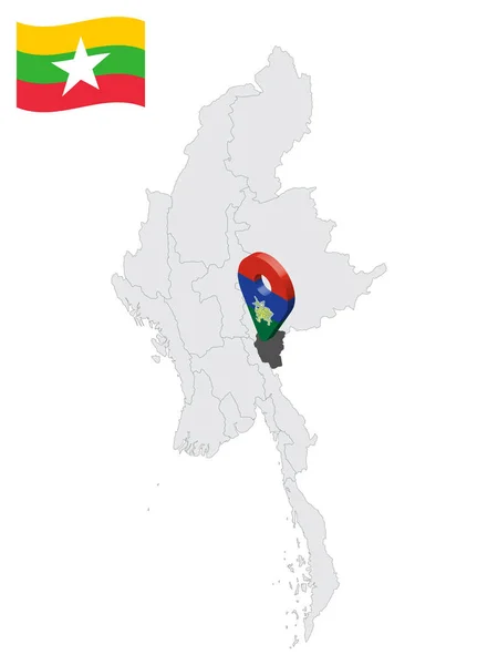 Ubicación Kayah State Mapa Myanmar Kayah Bandera Mapa Marcador Ubicación — Vector de stock