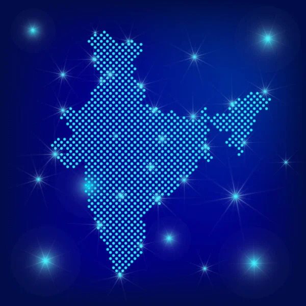 Índia Mapa Azul Mapa Pontilhado Dots República Índia Mapa Com — Vetor de Stock