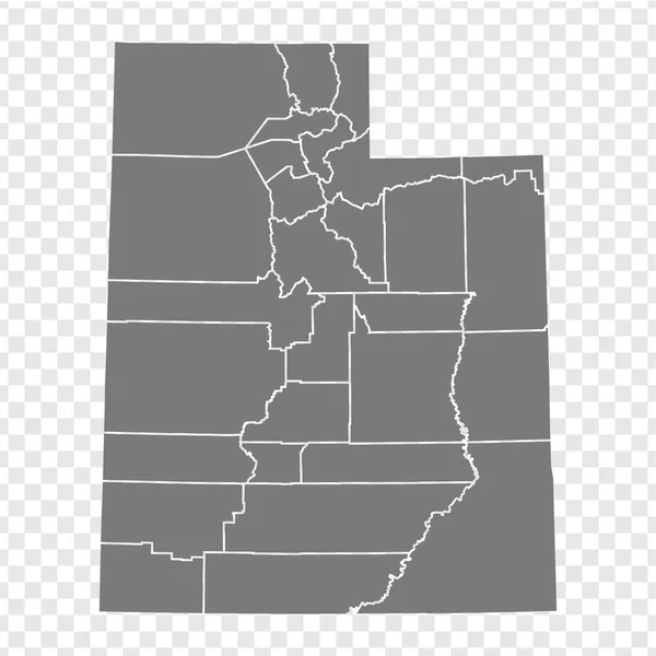 透明な背景にユタ州の地図 ウェブサイトのデザイン アプリ Uiのための灰色の領域を持つユタ州の空白の地図 アメリカだ Eps10 — ストックベクタ