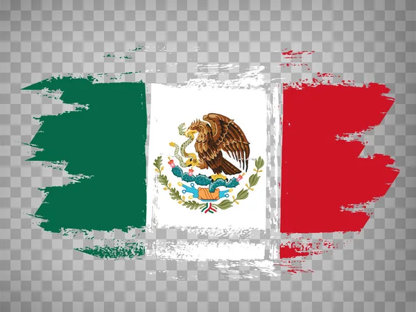 Flagga Mexiko Penseldrag Bakgrund Flagga Mexikanska Stater Transparent Bakgrund Din — Stock vektor