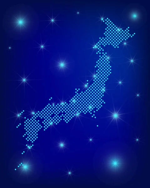 Japón Mapa Azul Mapa Punteado Mapa Dots Japan Con Proyectores — Vector de stock
