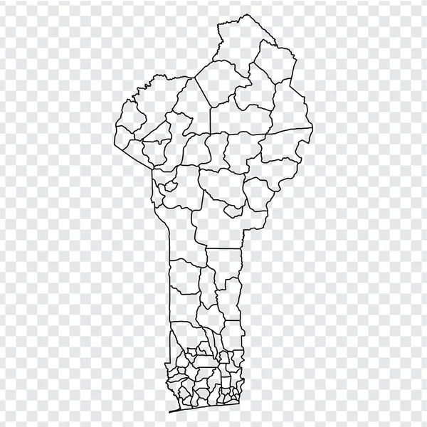 ブランクマップベナン ウェブサイトのデザイン アプリ Uiのための透明性の高い背景で ベナンの高品質の地図は州と通信します 株式ベクトル アフリカ Eps10 — ストックベクタ