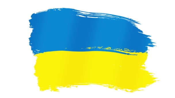 Drapeau Ukraine Agitant Sur Fond Blanc Coup Pinceau Drapeau National — Video