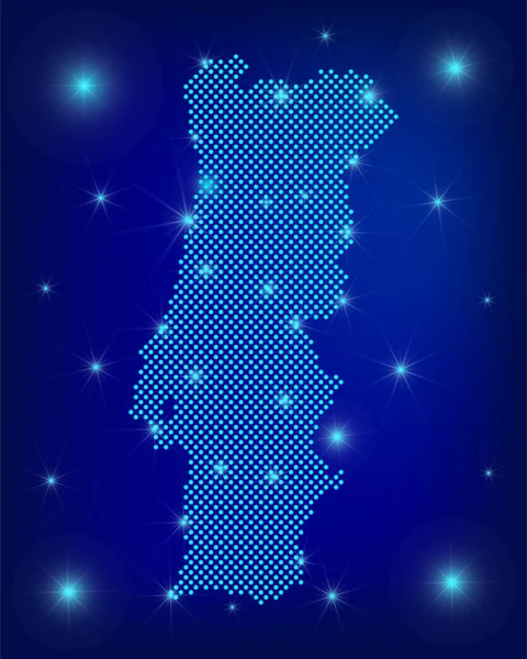 Portugal Map Blue Dotted Map Dots Portugal Map Spotlights Dark — Stock Vector