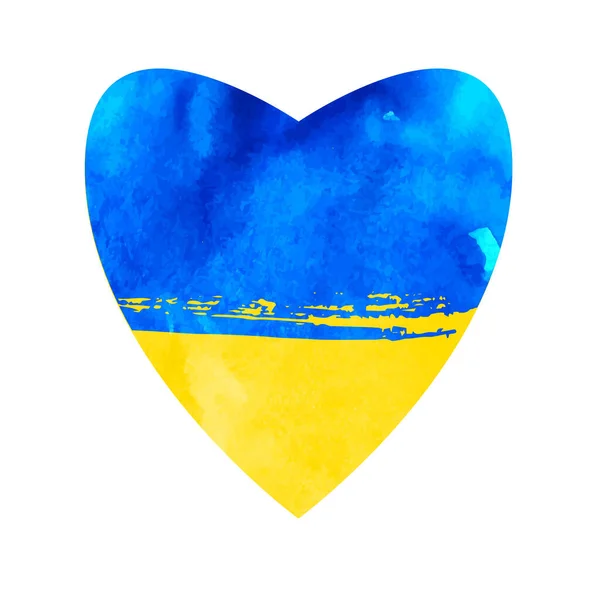 Καρδιά Στα Χρώματα Της Σημαίας Της Ουκρανίας Στυλ Ακουαρέλας Μπλε — Διανυσματικό Αρχείο
