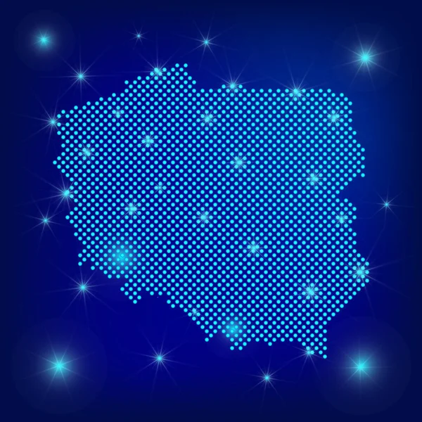 Карта Польщі Синя Виготовлена Мапа Карта Ботів Польщі Прожекторами Темно — стоковий вектор