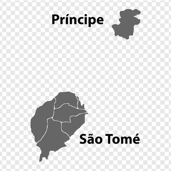 Blank Map Sao Tome Principe Gray Every Island Map Titles — Stock Vector