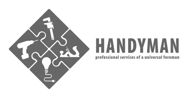 Konsep Handyman Gray Professional Service Universal Foreman Workshop Jasa Tukang - Stok Vektor