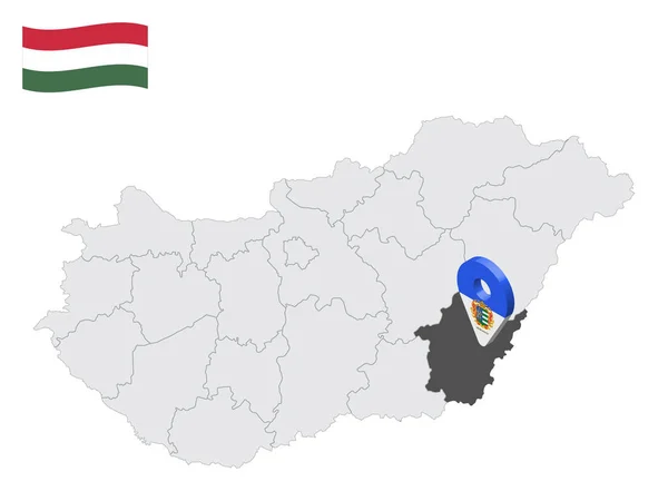 Локтевский Уезд Карте Венгрии Знак Location Похожий Флаг Бекса Карта — стоковый вектор