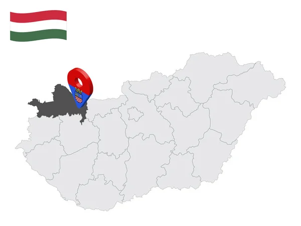 Лосьон Шопрон Карте Венгрии Трехмерный Знак Местоположения Похожий Флаг Дьёр — стоковый вектор