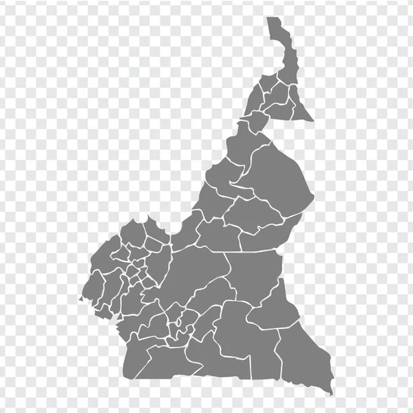 Prázdná Mapa Kamerunu Šedé Kamerunská Mapa Obcí Vysoce Detailní Šedá — Stockový vektor