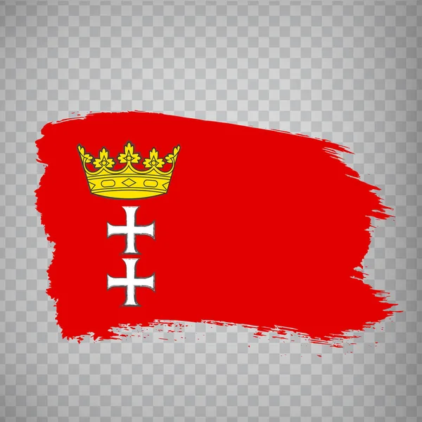 Vlajka Gdaňských Tahů Štětcem Vlajka Gdaňsk Hlavního Města Polska Transparentním — Stockový vektor