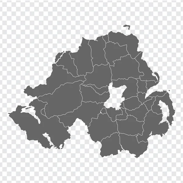 Czysta Mapa Irlandii Północnej Wysokiej Jakości Mapa Regionami Irlandii Północnej — Wektor stockowy