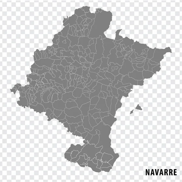 Tomma Kartan Navarra Spanien Hög Kvalitet Karta Comarcas Spanien Transparent — Stock vektor