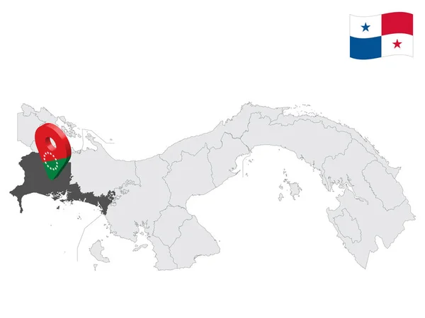 Umístění Chiriqui Province Mapě Panama Značka Lokality Podobná Vlajce Chiriqui — Stockový vektor