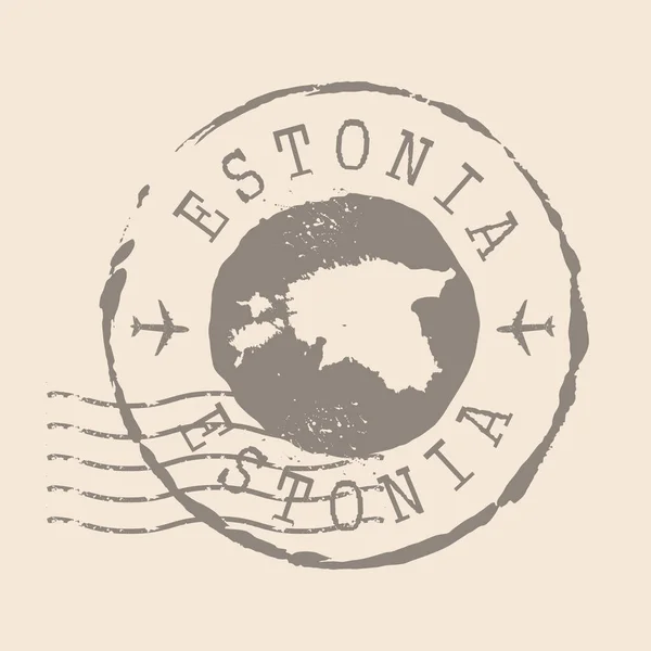 Timbre Postal Estonie Carte Silhouette Caoutchouc Seal Design Retro Travel — Image vectorielle
