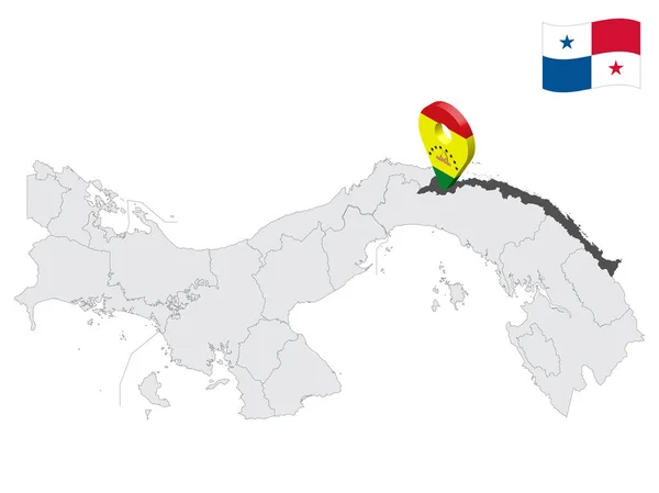 Ubicación Guna Yala Comarca Mapa Panamá Signo Ubicación Similar Bandera — Vector de stock