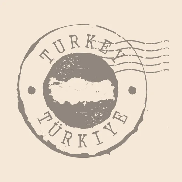 Timbre Postal Turquie Carte Silhouette Caoutchouc Seal Design Retro Travel — Image vectorielle