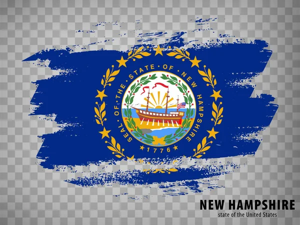 New Hampshire Zászlója Ecsetvonásokból Amerikai Egyesült Államok Térkép New Hampshire — Stock Vector