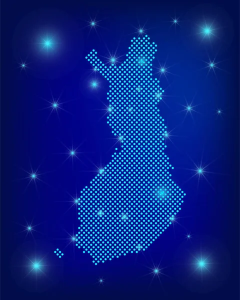 Карта Финляндии Синем Точечная Карта Точки Карте Финляндии Прожекторами Темно — стоковый вектор