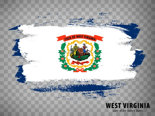 Nyugat Virginia Zászlója Ecsetvonásokból Amerikai Egyesült Államok Zászló West Virginia — Stock Vector