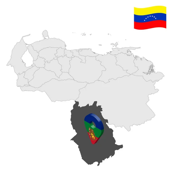 Locatie Amazonas State Kaart Venezuela Locatie Teken Vergelijkbaar Met Vlag — Stockvector