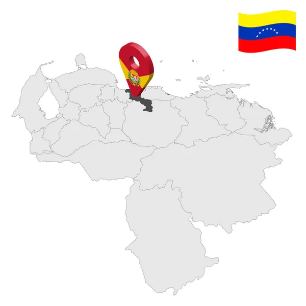 Ubicación Aragua Estado Mapa Venezuela Signo Ubicación Similar Bandera Aragua — Vector de stock
