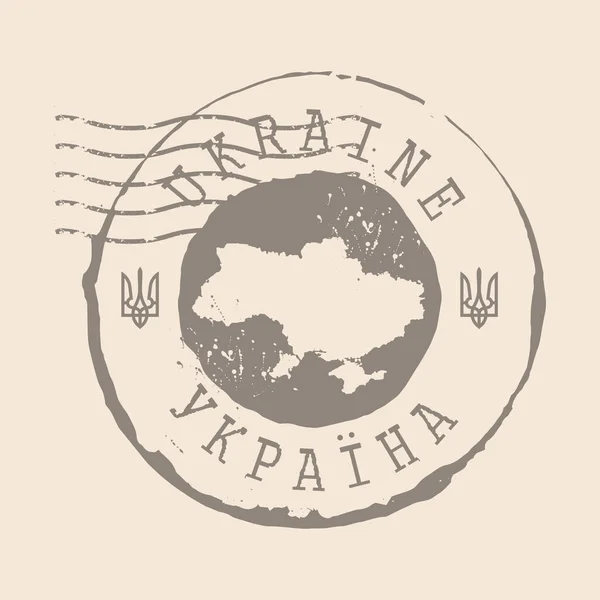 Γραμματόσημο Ταχυδρομική Της Ουκρανίας Χάρτης Σιλουέτα Λαστιχένια Σφραγίδα Σχεδιασμός Retro — Διανυσματικό Αρχείο