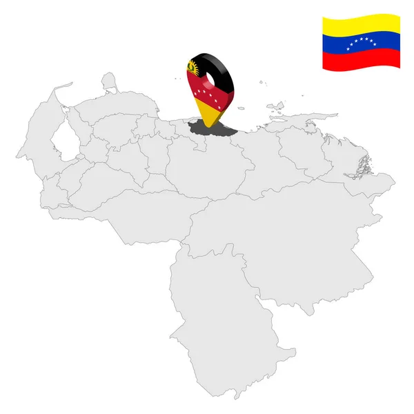 Localização Miranda State Mapa Venezuela Sinal Localização Semelhante Bandeira Miranda —  Vetores de Stock