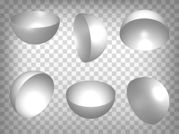 見通しのセット透明な背景に3D半球モデルのアイコン 3D中空半球 ウェブサイトのデザイン アプリ Uiのグラフィック要素の抽象概念 Eps — ストックベクタ