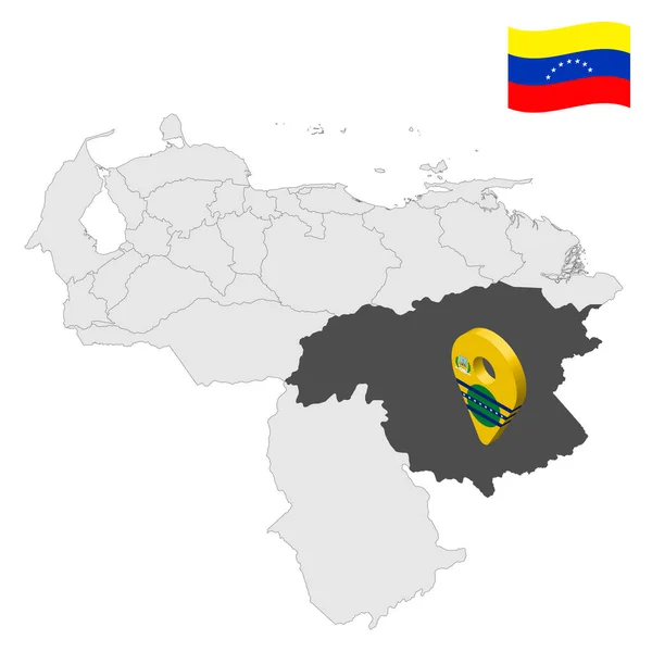 場所ボリバル州地図ベネズエラ 3次元位置記号はボリバルの旗に似ている ベネズエラの地域との品質地図あなたのデザインのための Eps10 — ストックベクタ
