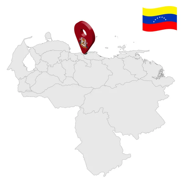 Location Capital District Map Venezuela Location Sign Similar Flag Caracas — Vector de stock