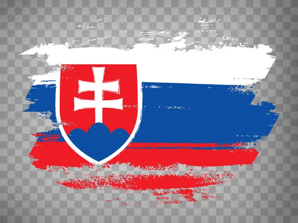 スロバキアブラシストロークの背景のフラグ あなたのウェブサイトのデザイン アプリ Uiのための透明な背景にスロバキア共和国をフラグします 株式ベクトル Eps10 — ストックベクタ