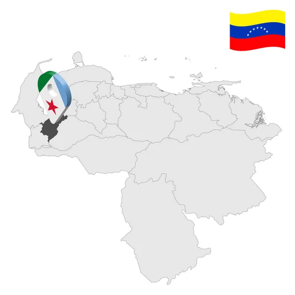場所メリダ州地図ベネズエラ メリダの旗に似た3D位置表示 ベネズエラの地域との品質地図あなたのデザインのための Eps10 — ストックベクタ