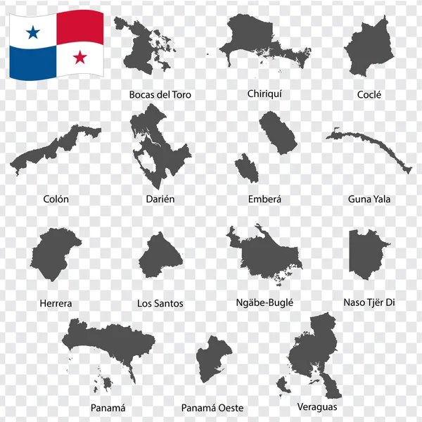 Fourteen Maps Provinces Panama Alphabetical Order Name Every Single Map — ストックベクタ