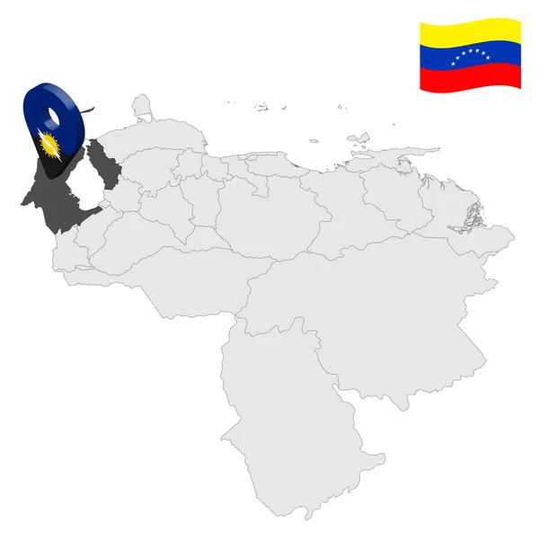 Ubicación Zulia Estado Mapa Venezuela Signo Ubicación Similar Bandera Zulia — Archivo Imágenes Vectoriales