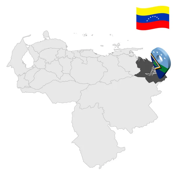 Location Delta Amacuro State Map Venezuela Location Sign Similar Flag — Vector de stock
