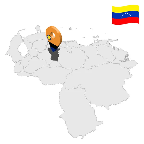 Localização Estado Cojedes Mapa Venezuela Sinal Localização Semelhante Bandeira Cojedes —  Vetores de Stock