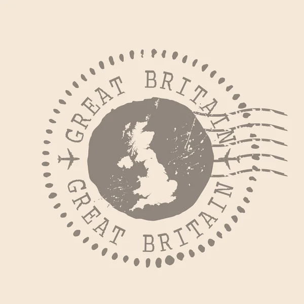 Great Britain Stamp Postal Map Great Britain Rubber Seal Design — стоковый вектор