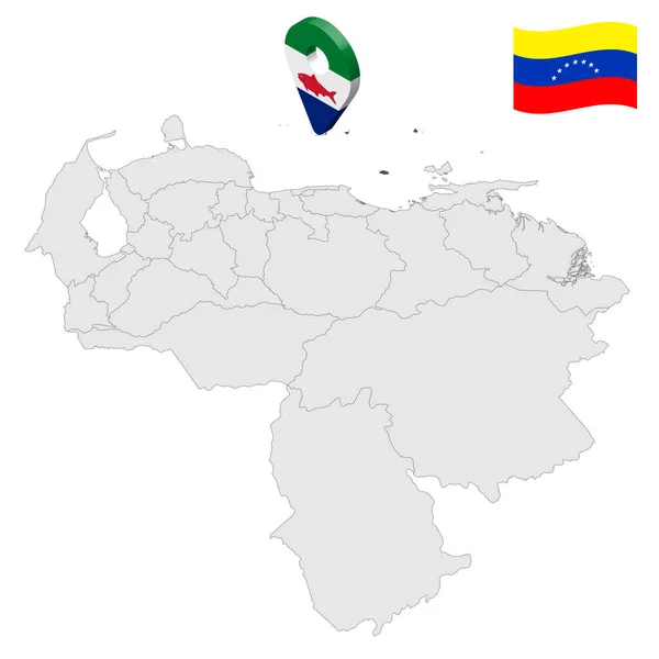 場所ベネズエラの連邦政府の依存関係地図ベネズエラ 3次元位置表示は連邦依存関係のフラグに似ています ベネズエラの地域との質の高い地図あなたのデザイン — ストックベクタ