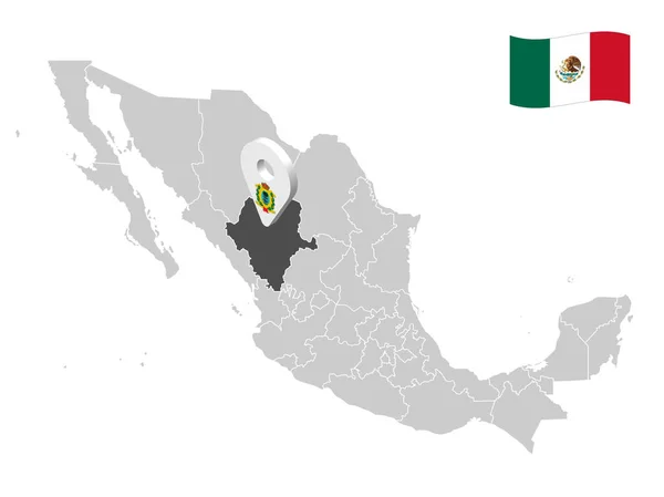 Location Durango State Map Mexico Location Sign Durango Quality Map — стоковий вектор