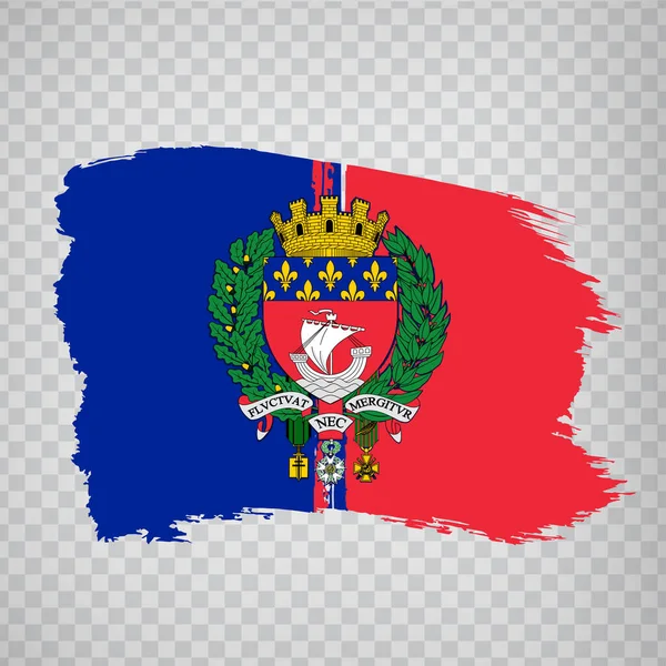 Флаг Парижа Мазки Кистью Флаг Париж Является Столицей Франции Прозрачном — стоковый вектор