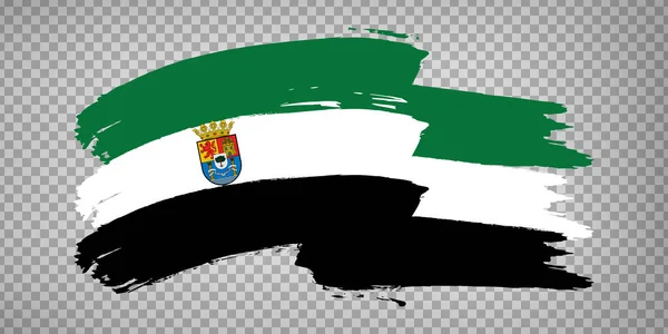 Flagge Der Extremadura Pinselstriche Flagge Autonome Gemeinschaft Extremadura Auf Transparentem — Stockvektor