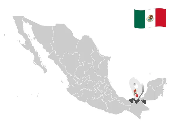 Location Tabasco State Map Mexico Location Sign Tabasco Quality Map — Archivo Imágenes Vectoriales