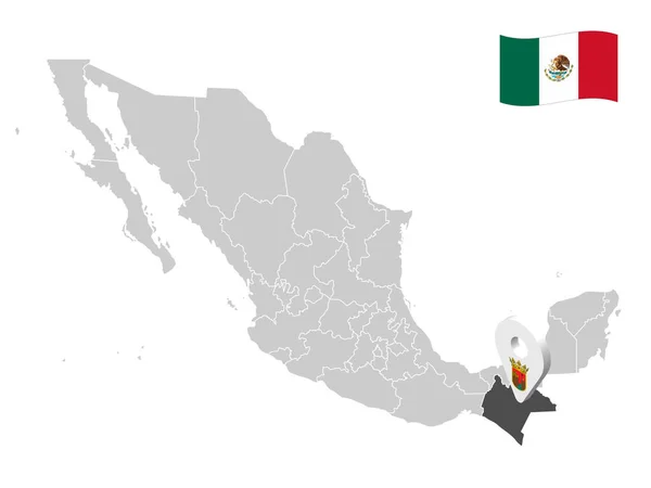 Ubicación Tabasco Estado Mapa México Signo Ubicación Tabasco Mapa Calidad — Vector de stock