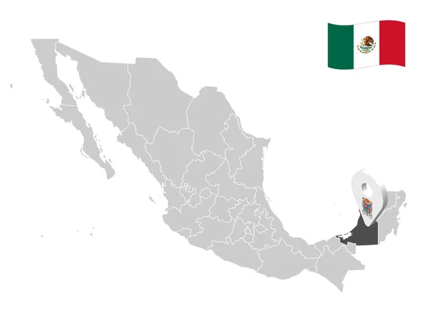 Lage Des Bundesstaates Campeche Auf Der Karte Mexiko Ortsschild Von — Stockvektor