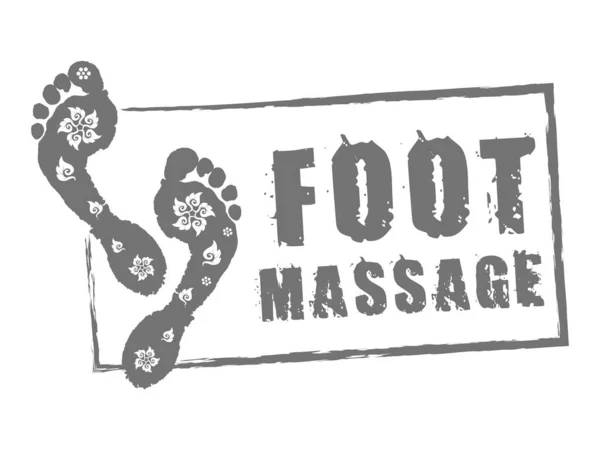 Fußmassage Stempel Grau Reflexzonenmassage Fußmassage Logo Mit Traditionellem Thailändischen Ornament — Stockvektor