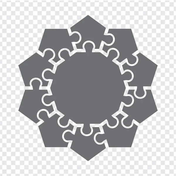 グレーのシンプルなアイコン多角形パズル あなたのウェブサイトのデザイン アプリ Uiのための透明背景を中心に10の要素のシンプルなアイコン五角形パズル Eps10 — ストックベクタ